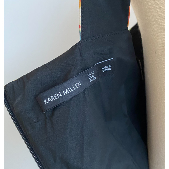 Karen Millen Bright Floral Lily Knee Length Asymmetric Dress US 6 - Picture 9 of 10